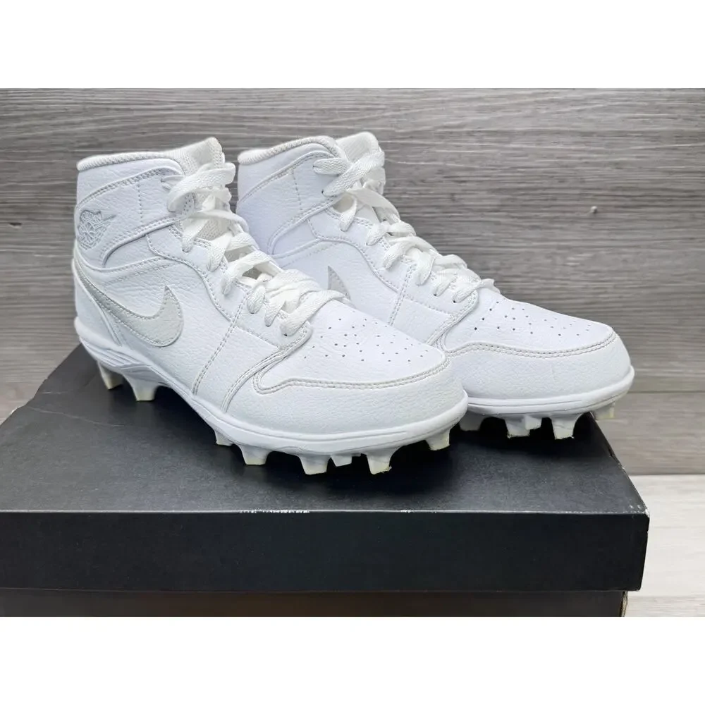 Nike Air Jordan 1 Retro Mid TD Football Cleats White Grey Fog FJ6805-101 Men 7.5